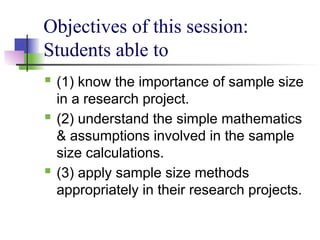 Estimation of sample size in clinical trials | PPTX