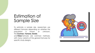 Sample Size Estimation Method Sample size and sampling techniques in research | PPTX