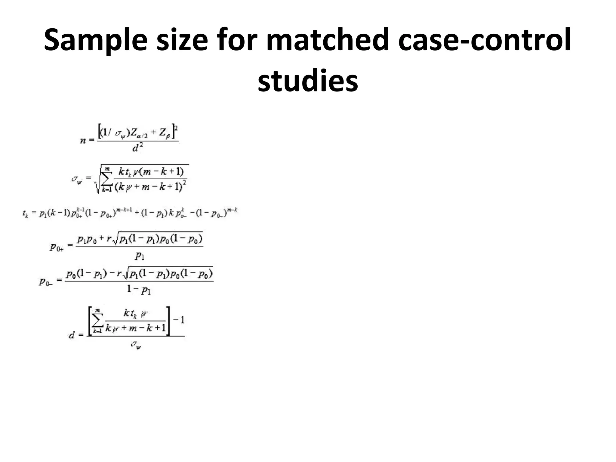 Case Control Study Sample Size Calculation