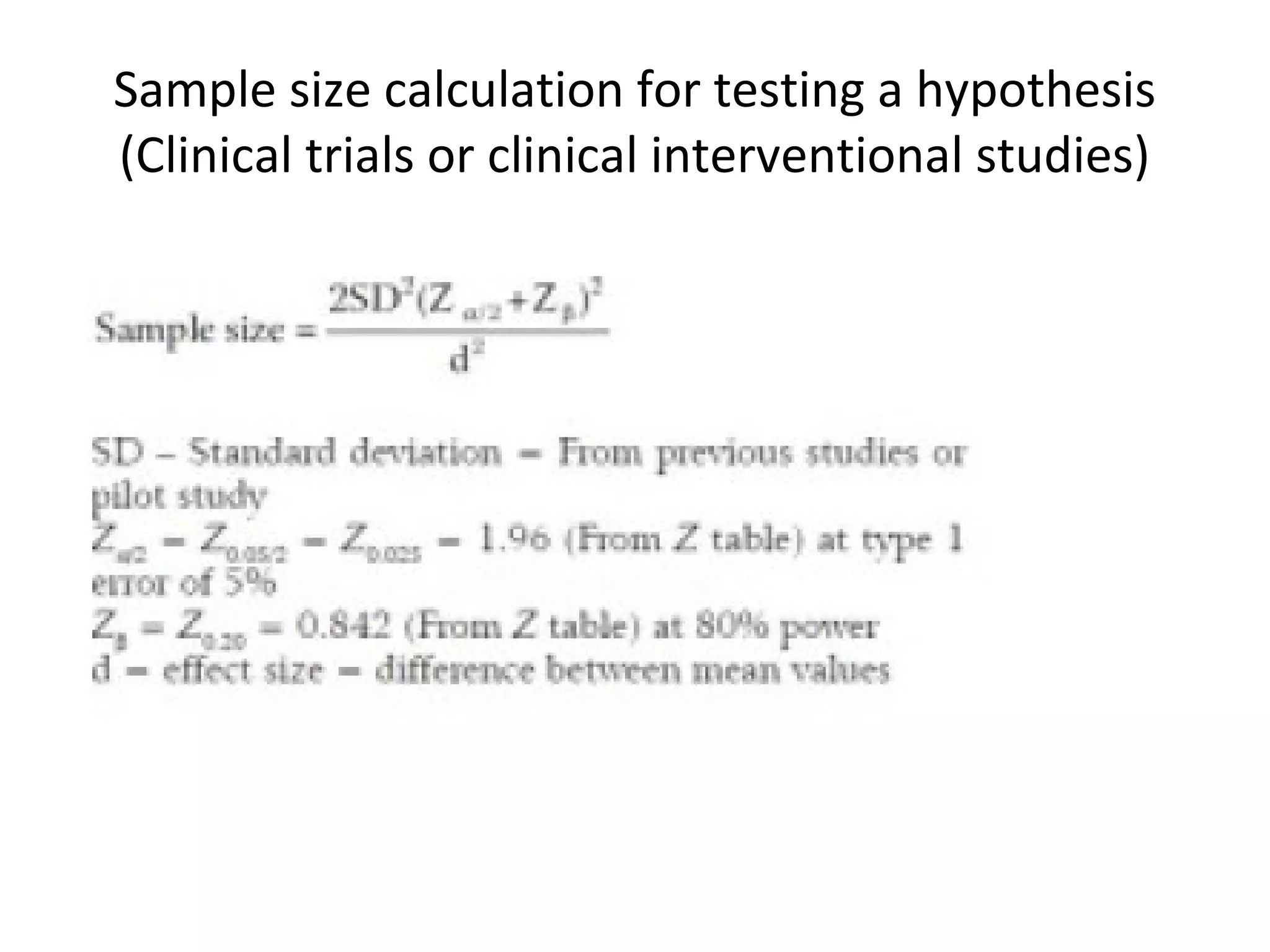 Sample size calculations | PPT