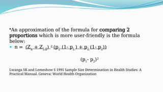 P1 Approximation Comprehensive Guide to Sample Size Determination in Cross-Sectional ...