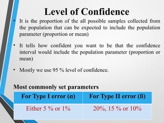 Confidence Level Error Example Sample Size determine in health research | PPTX