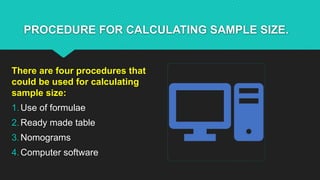 Sample size estimation in health research | PPTX