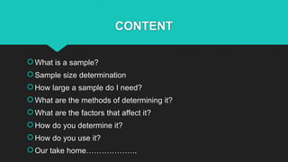 Sample size estimation in health research | PPTX