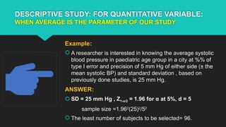 Sample size estimation in health research | PPTX