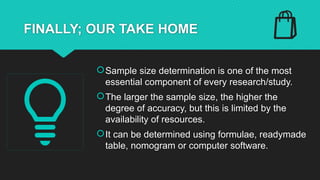 Sample size estimation in health research | PPTX