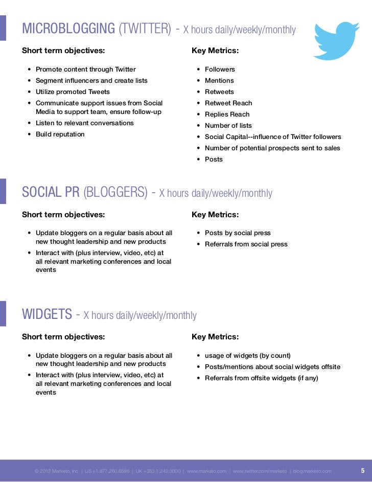 Social Network Business Plan Template sle social media tactical plan