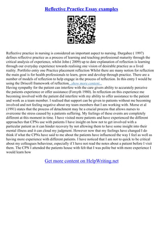 Samples Of Reflective Essay | PDF