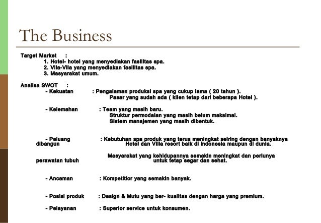 Sample business plan of spa