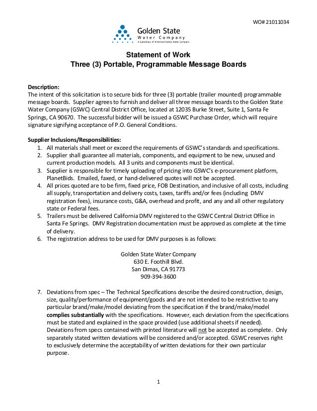 sample statement of work sample statement of work