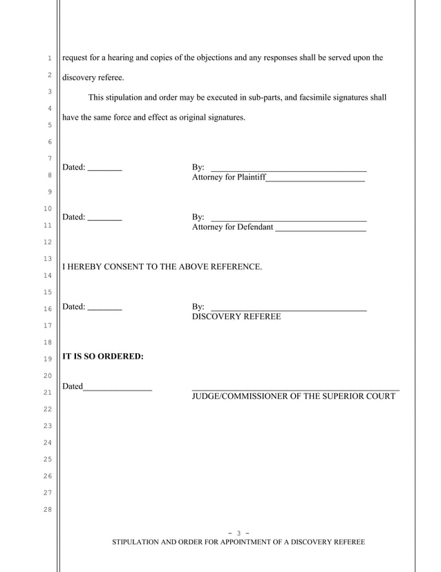 Sample stipulation and order to appoint discovery referee in California