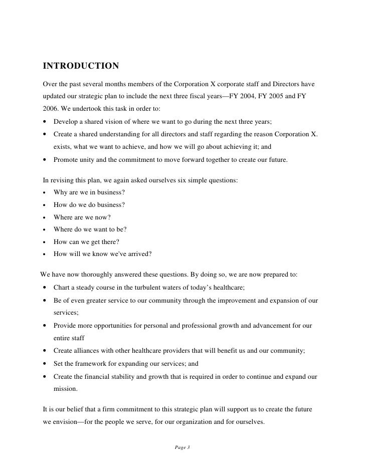 strategic plan samples