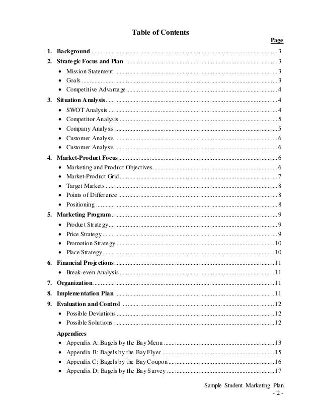 Sample student marketing_plan_-_bagels_b