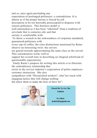 Sample Summaries of Emily Raine’s Why Should I Be Nice to You.docx
