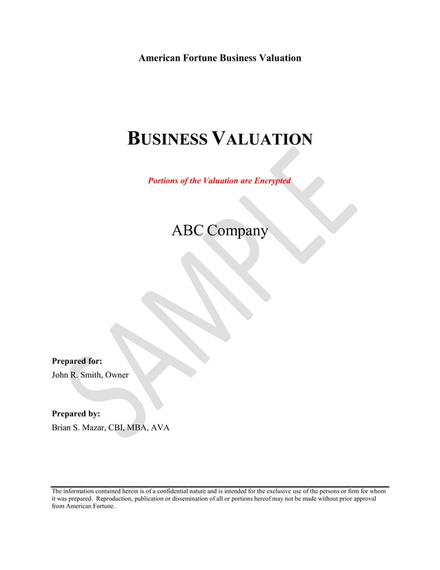 Valuation Report Sample | PDF