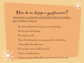 Questionnaire Possible Questions Sample Surveys | KEY