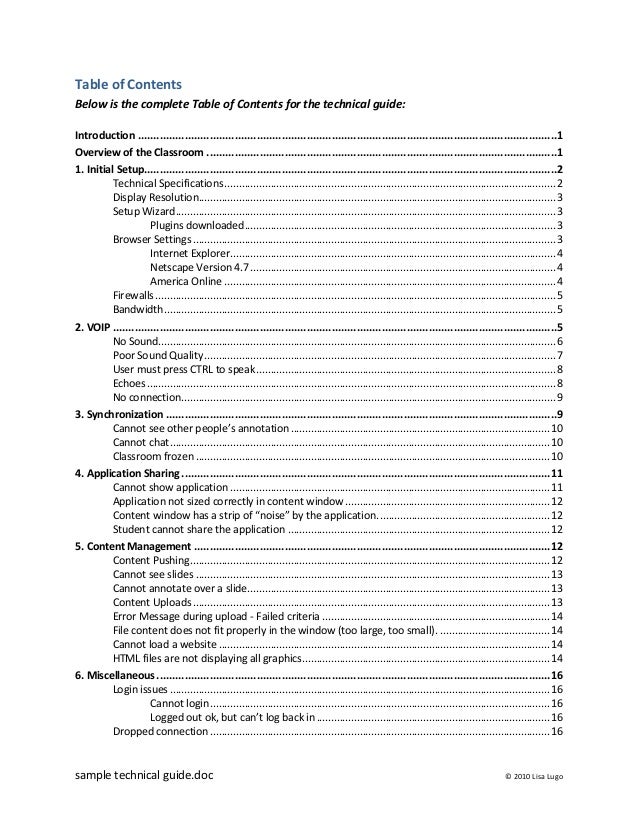 Sample Technical Guide