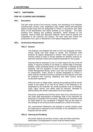Example Earthwork Specifications Sample Technical Specifications for ROAD projects | PDF