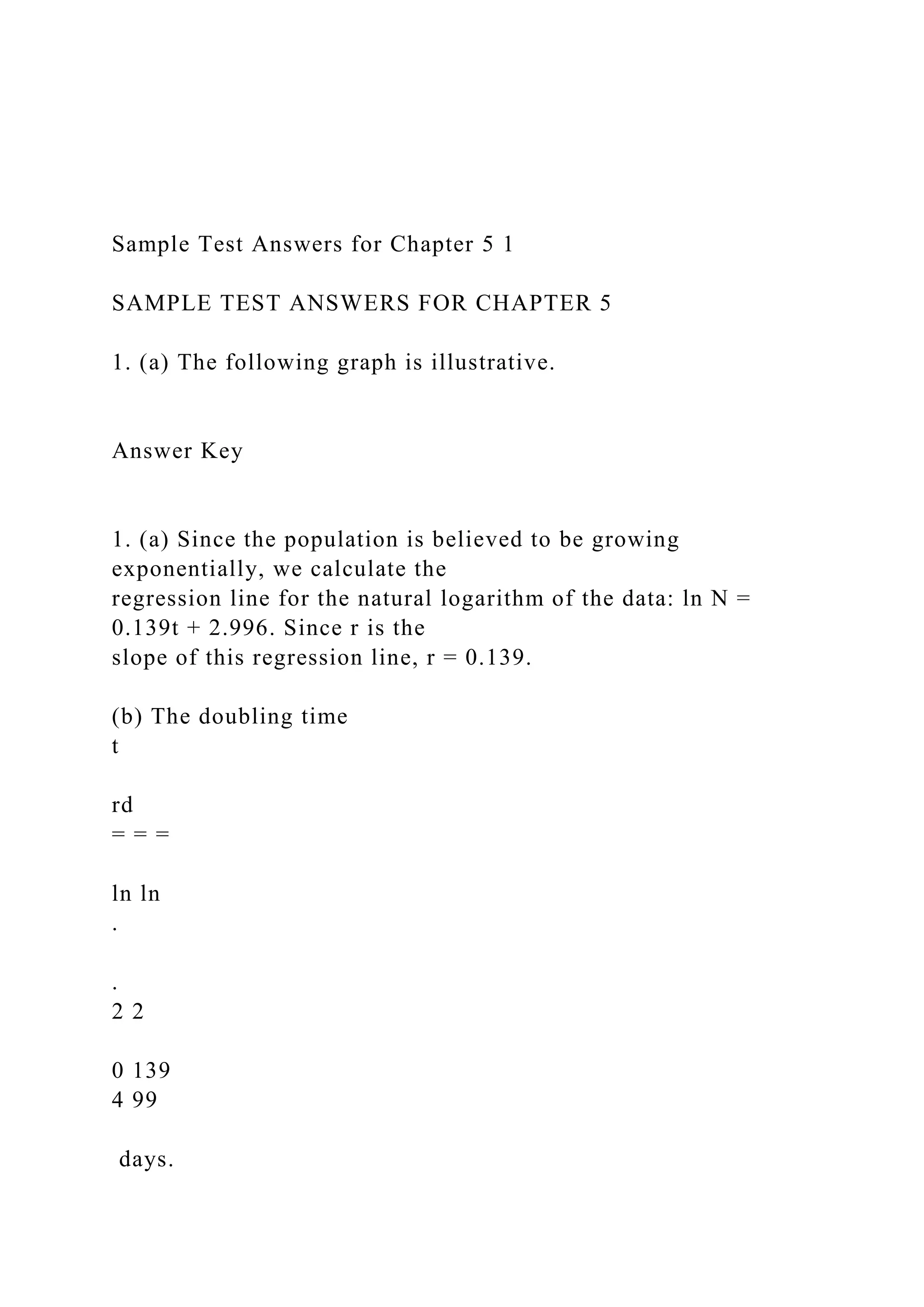 Sample Test Answers for Chapter 5 1SAMPLE TEST ANSWERS FOR.docx