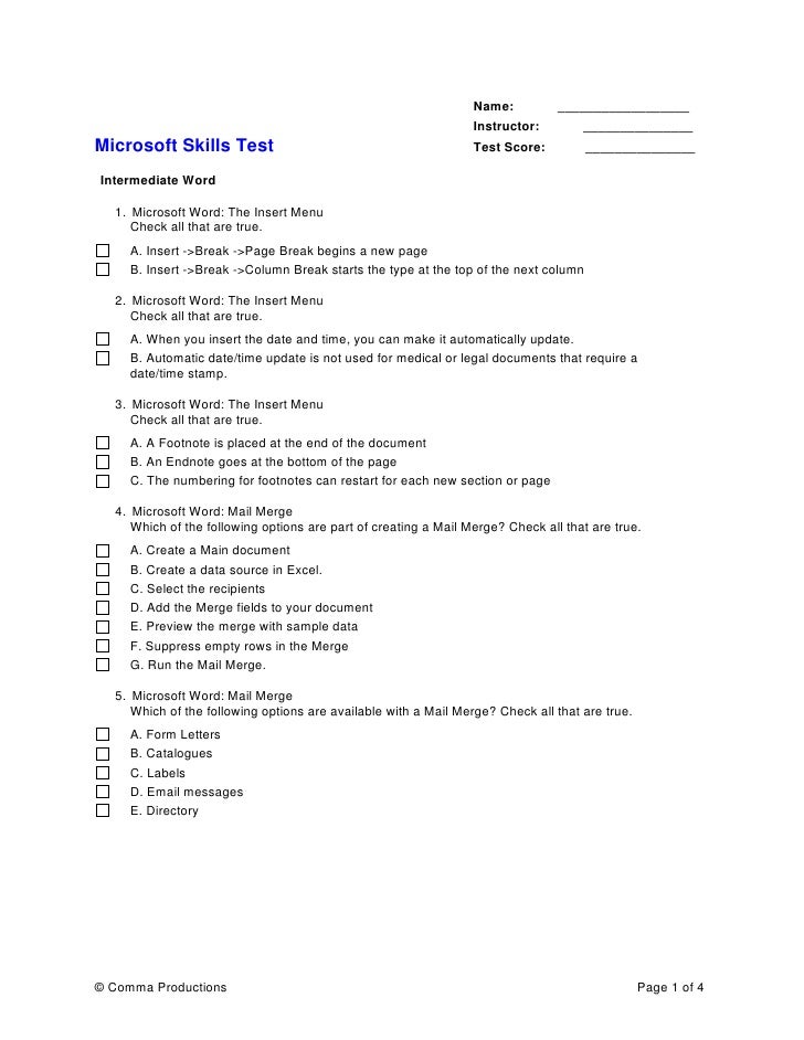 Sample Microsoft Word Test Mengu