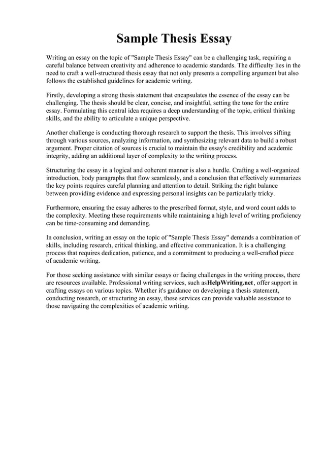 Sample Thesis Essay. Thesis Introduction Examples Examples - How to ...
