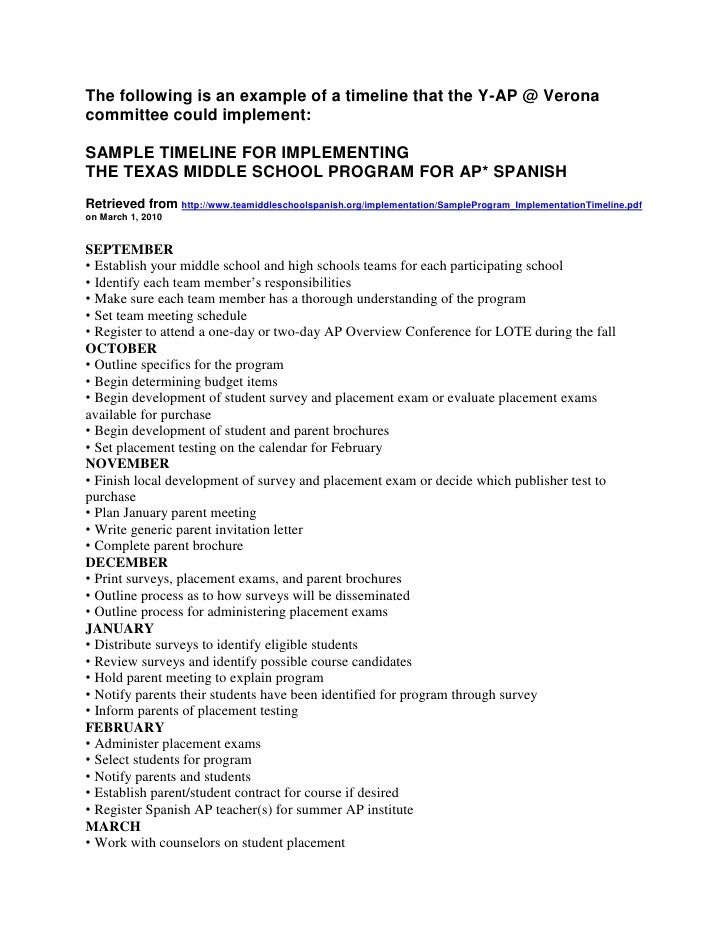 sample timeline for implementing ap course singleton sample of a timeline