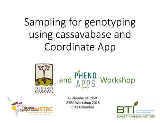 Sampling for genotyping
using cassavabase and
Coordinate App
Workshopand
Guillaume Bauchet
ISTRC Workshop 2018
CIAT Colombia
 