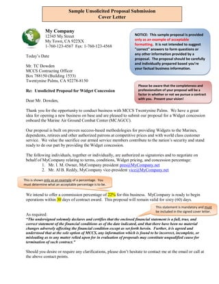 Sample Unsolicited Proposal Submission | PDF