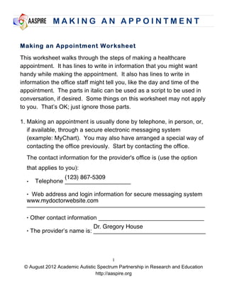 Sample Worksheets and Images Related to Healthcare Appointments Packet pdf