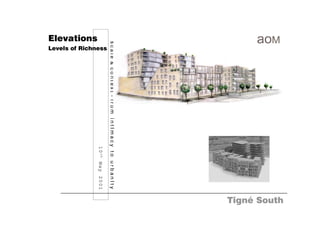 Tigné South
       scale & context - from intImacy to urbanIty
             Levels of Richness




                                     1 0 th M a y 2 0 0 1
Elevations
 