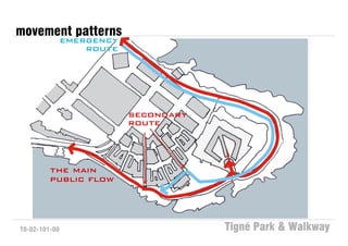 movement patterns
               emergency
                   route




                           secondary
                           route



         the main
         public flow




T0-02-101-00                           Tigné Park & Walkway
 