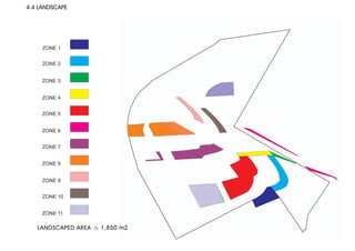 4.4 LANDSCAPE




     ZONE 1


     ZONE 2


     ZONE 3


     ZONE 4


     ZONE 5


     ZONE 6


     ZONE 7


     ZONE 8


     ZONE 9


     ZONE 10


     ZONE 11

   LANDSCAPED AREA   1,850 m2
 