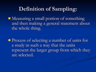 Sampling Def Sampling Design | PPT