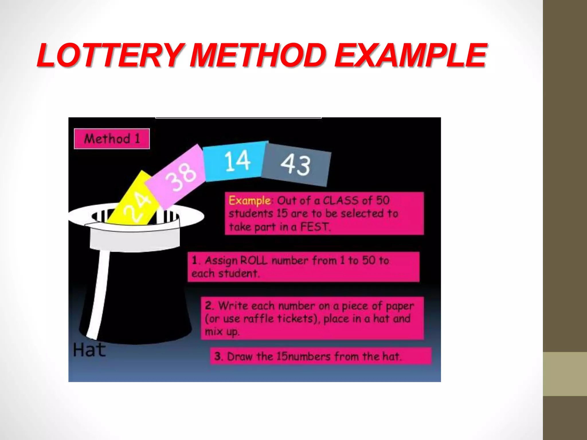LOTTERY METHOD EXAMPLE
 