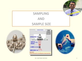 SAMPLING
AND
SAMPLE SIZE
DR. AMITABH MISHRA 1
 