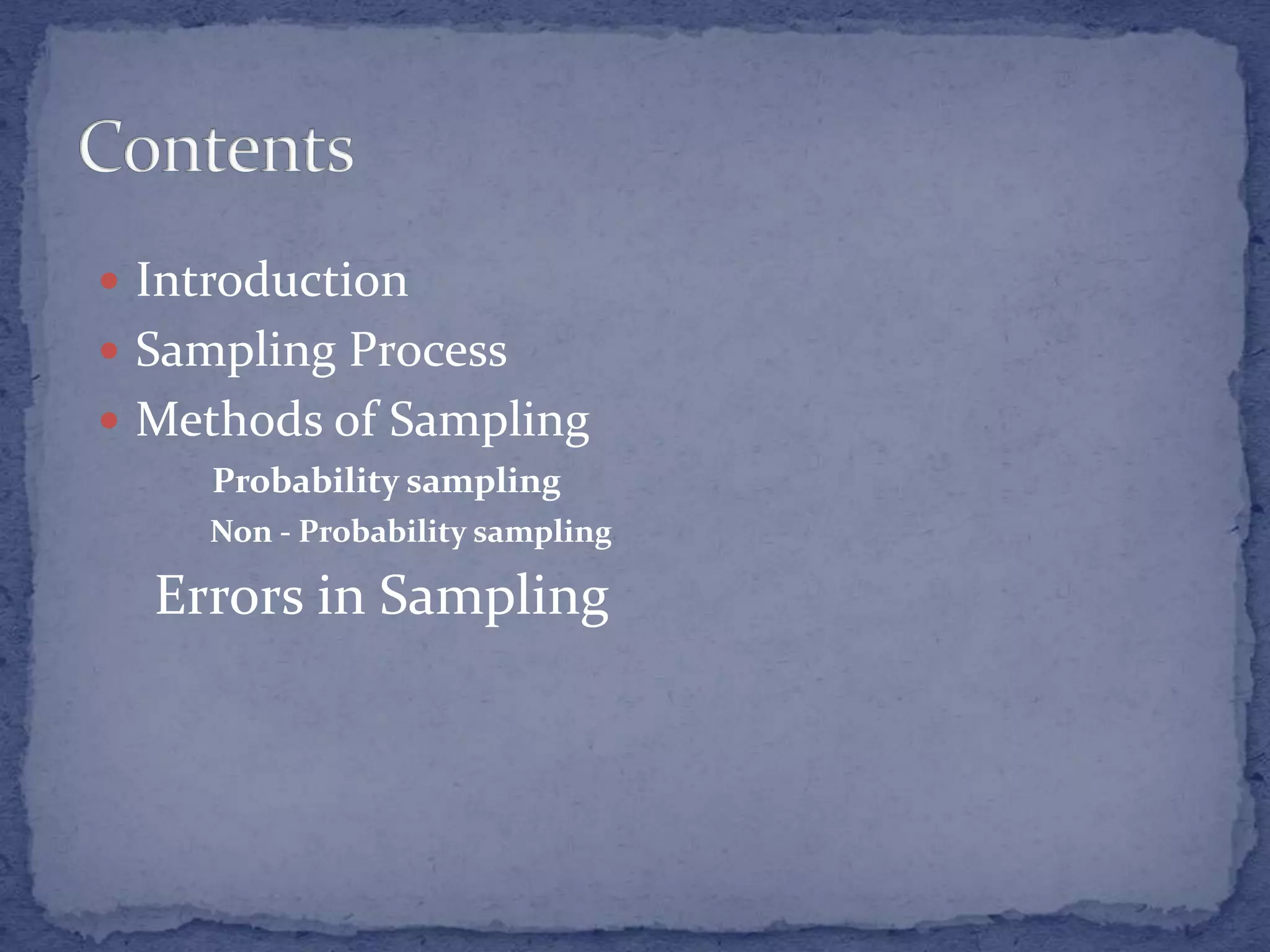 Sampling Methods & Sampling Error PPT For Seminar PPT