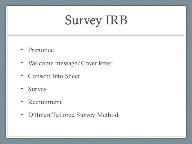 sampling survey intro to quantitative irb cover letter