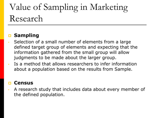 SAMPLING-THEORY AND METHODS.pptx - In Marketing Research Sampling Refers To