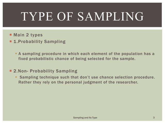 Sampling and its type | PPTX | Science