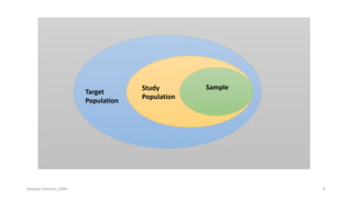Target
Population
Study
Population
Sample
Prabesh Ghimire, MPH 9
 