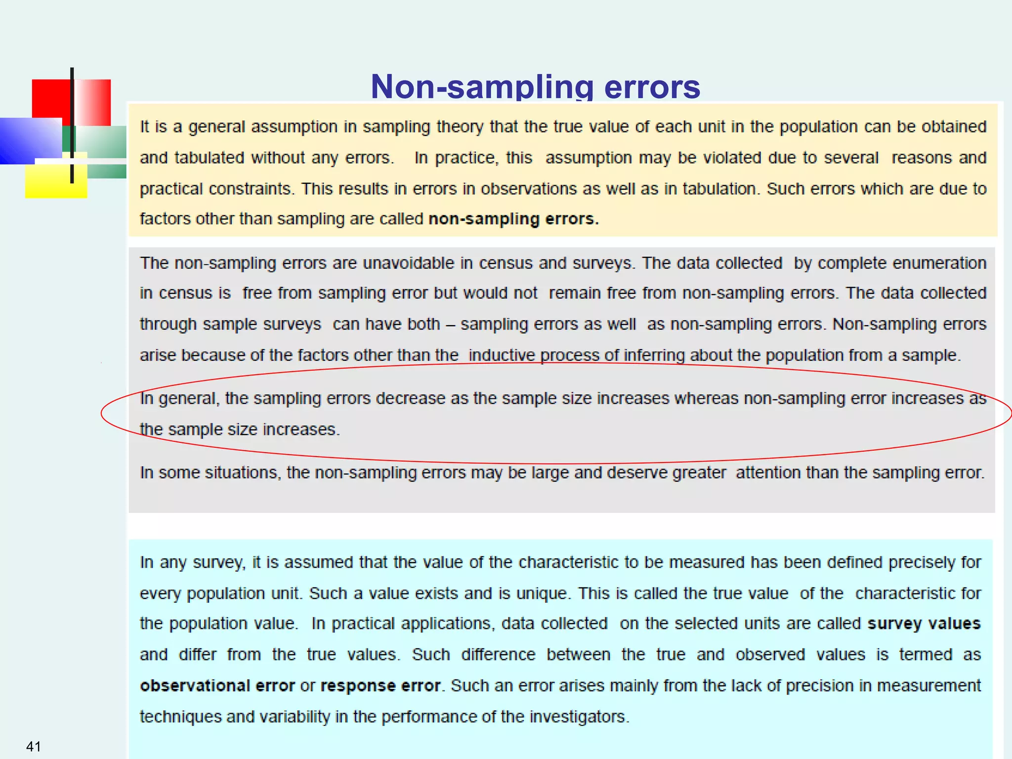 41
Non-sampling errors
 
