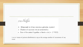 λ or m =mean of poisson distribution i.e np or the average number of occurrence of any
event
 
