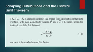 Sampling Distributions and the Central
Limit Theorem
 