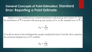 General Concepts of Point Estimation: Standard
Error: Reporting a Point Estimate
 