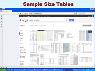 Sample Size Tables
 