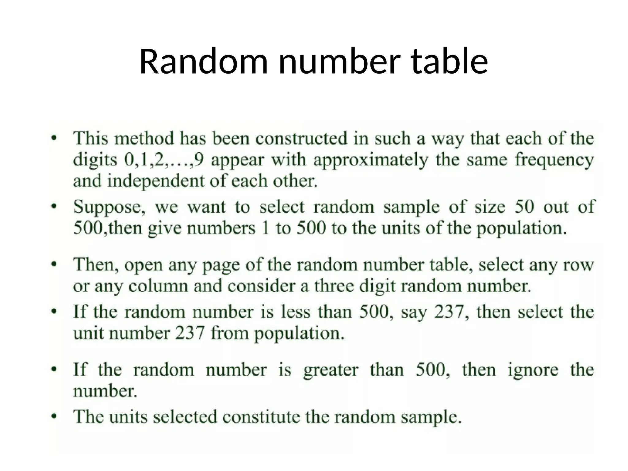Random number table
 