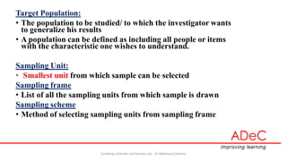 description of target study population, sampling... Sampling methods and sample size | PDF