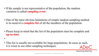 Sampling methods and sample size | PDF
