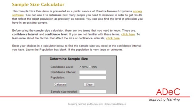 Sampling Methods And Sample Size