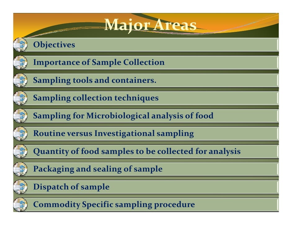 Sampling of food india